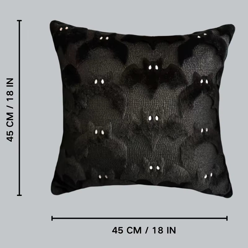 1Pc 3D Black Bat Plush Throw Pillow Cover, Gothic Dark Spooky Witch Halloween Decorative Cushion Cover, No Pillow Core
