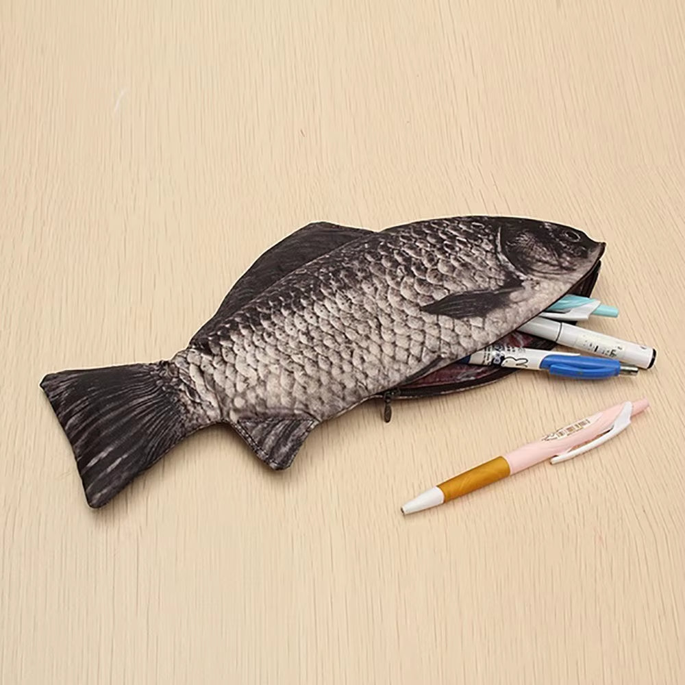 Pencil Bag Carp Pen Bag Realistic Fish Shape Make-Up Pouch Pen Pencil Case with Zipper Back to School Pencil Pouch Pen Bag