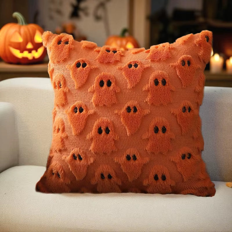 1Pc 3D Black Bat Plush Throw Pillow Cover, Gothic Dark Spooky Witch Halloween Decorative Cushion Cover, No Pillow Core