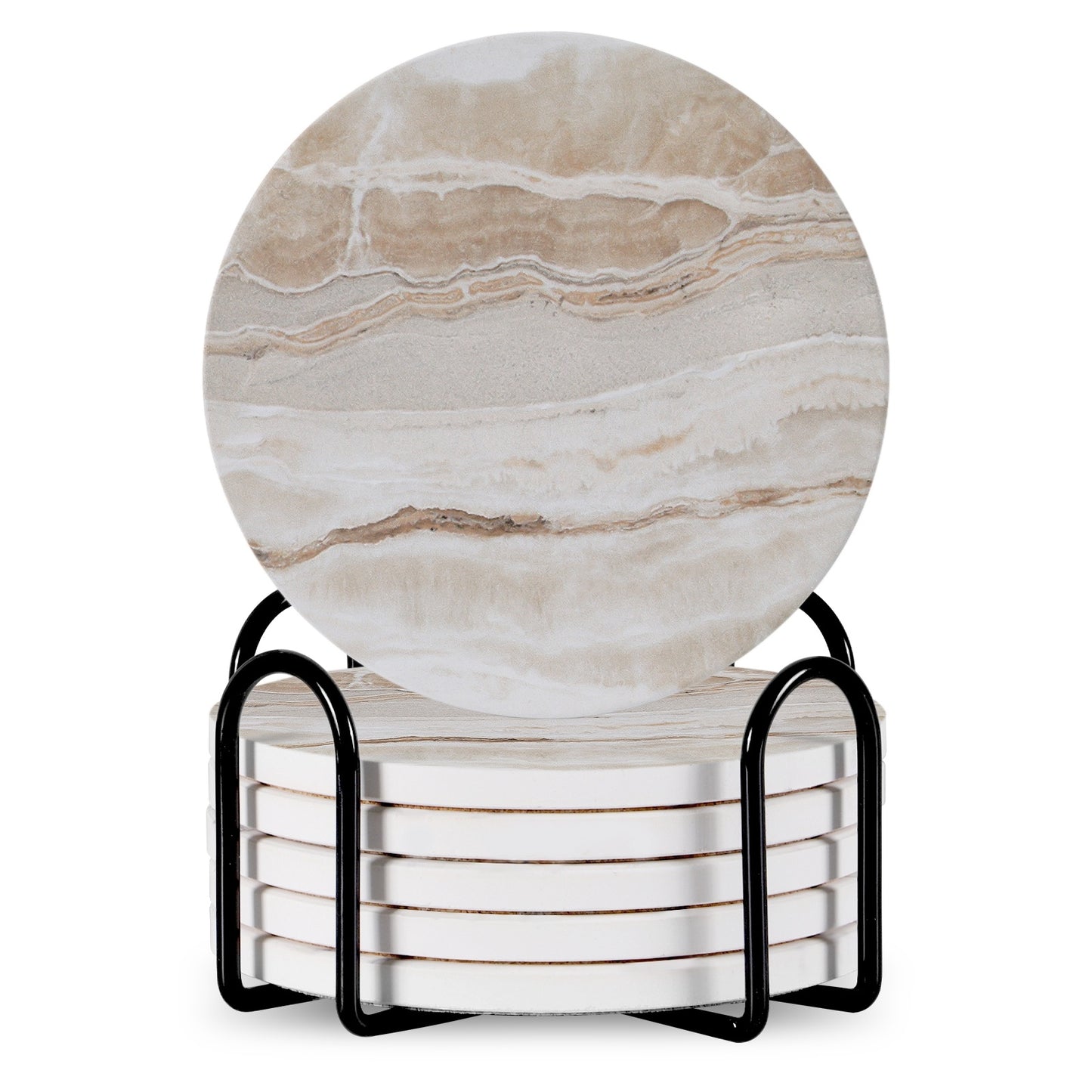 6pc Stone Coaster – Natural Drink Coasters Set for Home & Bar