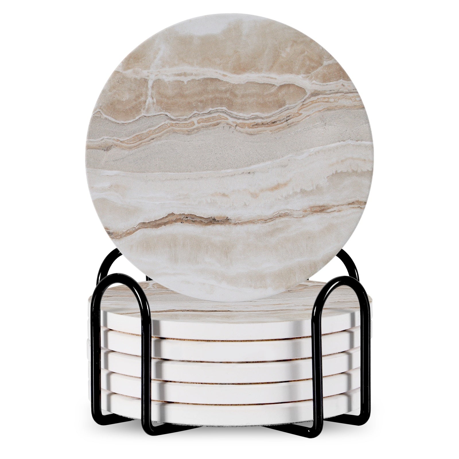 6pc Stone Coaster – Natural Drink Coasters Set for Home & Bar