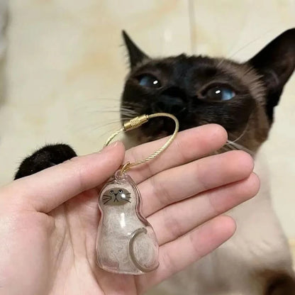 Cat Fur Memorial Charm Resin Keepsake Capsule for Pet Hair Portable Keychain Pendant for Hair Rainbow Bridge Pendant