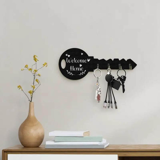 Vintage Wood Key Shaped Wall Decor – Rustic Wall Accent Piece