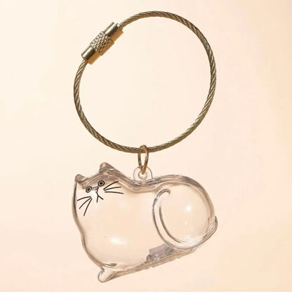 Cat Fur Memorial Charm Resin Keepsake Capsule for Pet Hair Portable Keychain Pendant for Hair Rainbow Bridge Pendant