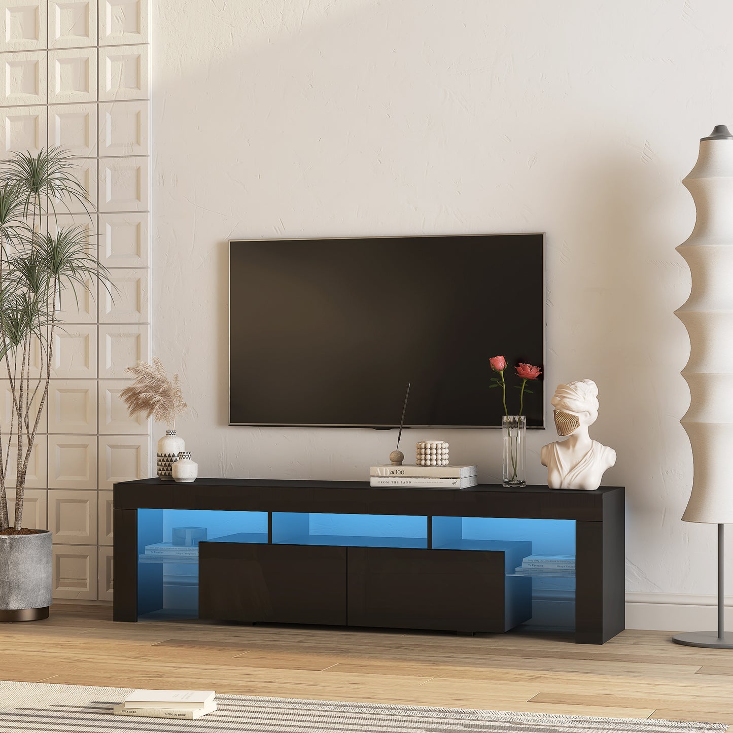 Wood Style TV Stand WIth LED