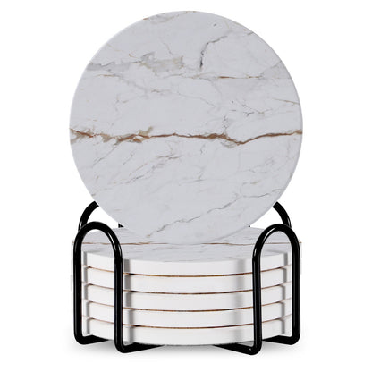 6pc Stone Coaster – Natural Drink Coasters Set for Home & Bar