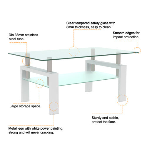 Sleek Glass Coffee Table – Modern Living Room Center Table