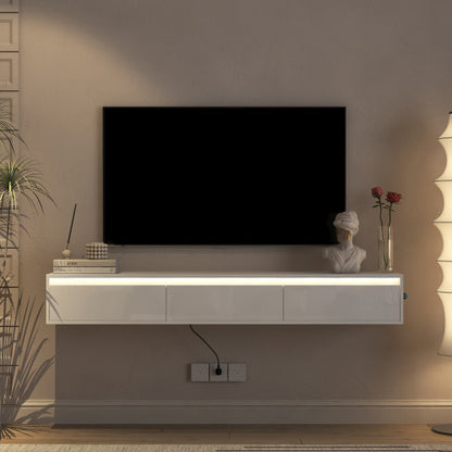 Floating TV Stand With LED and Pre-installed – Modern Wall Mounted TV Shelf