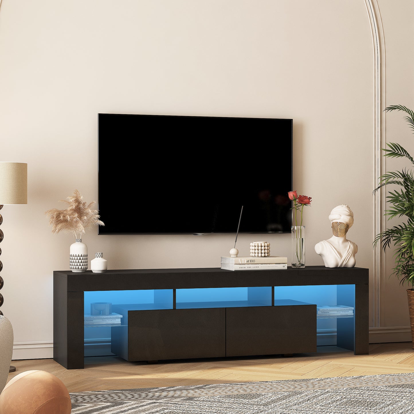 Wood Style TV Stand WIth LED