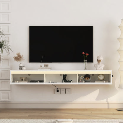 Floating TV Stand With LED and Pre-installed – Modern Wall Mounted TV Shelf