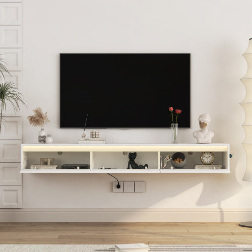Floating TV Stand With LED and Pre-installed – Modern Wall Mounted TV Shelf