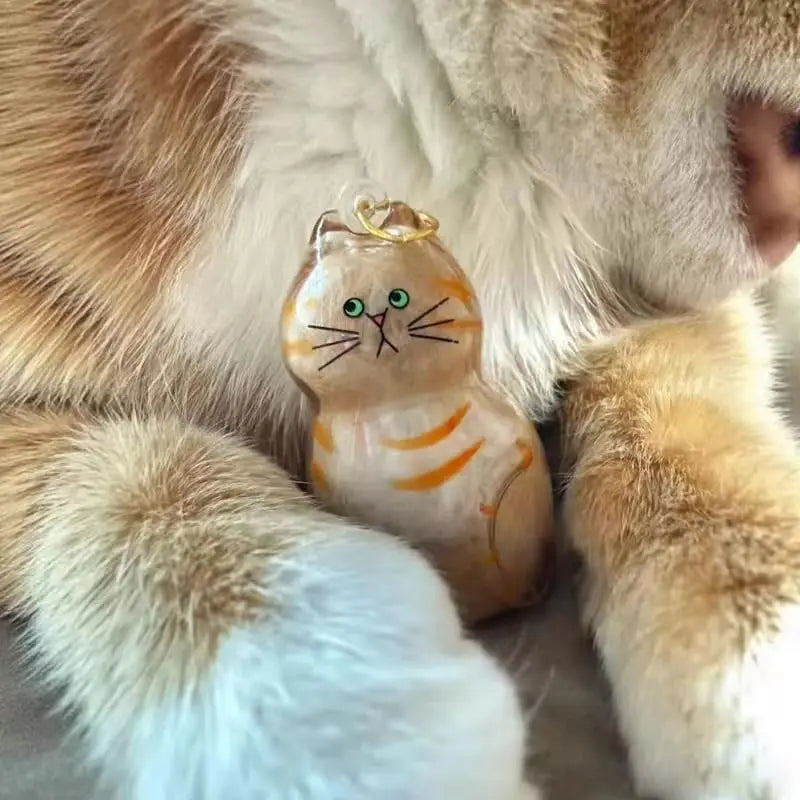 Cat Fur Memorial Charm Resin Keepsake Capsule for Pet Hair Portable Keychain Pendant for Hair Rainbow Bridge Pendant