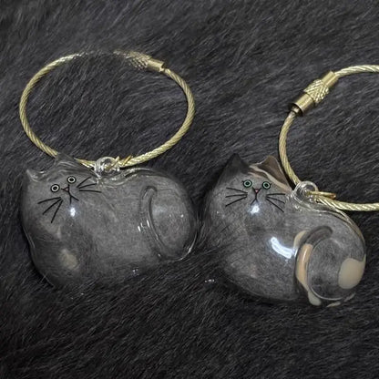 Cat Fur Memorial Charm Resin Keepsake Capsule for Pet Hair Portable Keychain Pendant for Hair Rainbow Bridge Pendant